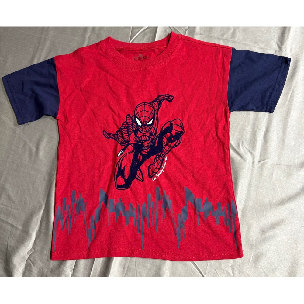 Marvel Spider-Man Kids‎ Red Blue Short Sleeve Graphic Tee Shirt Size 6